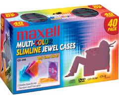 Storage Case CD Slim Asst Colors  Jewel 40pk