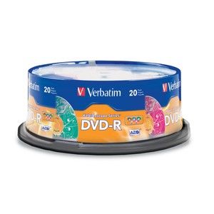 Disc DVD-R 4.7GB 16X Branded Kaleidoscope 5 color 20pk Spindle TAA