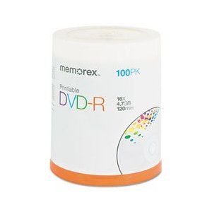 Disc DVD-R 4.7GB White InkJet Hub Printable 16X 100/Pk