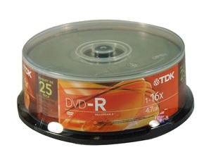 Disc DVD-R 4.7GB 25 pk spindle 16X Branded