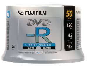 Disc DVD-R 4.7GB for General use 16X White Inkjet Hub Printable 50/PK Spindle