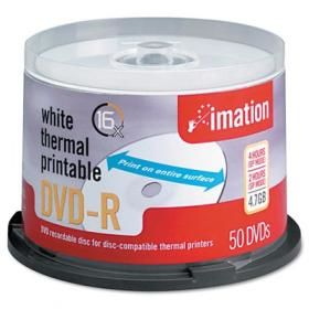 Disc DVD-R 4.7GB for General use 16X White Thermal Hub Printable 50pk