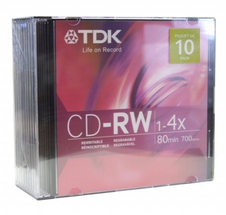 Disc CD-R/W 80 min brandedSlim jewel  4X 10pk