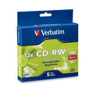 Disc CD-R/W 80 min Branded Surface 700MB4X-12Xhigh Speed5pk Slim CaseTAA