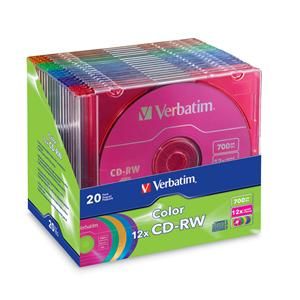 Disc  CD-R/W 80 min branded Color 20pk 12X Matching Color Slim Case TAA