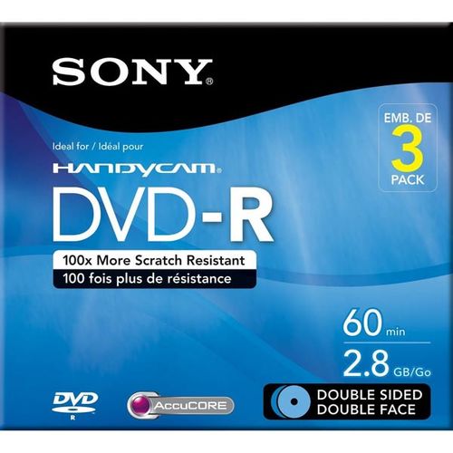 Disc DVD-R 2.8GB 8CM Double-sided 3/pk with Hang Tab