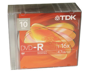 Disc DVD-R 4.7GB 10/Slim Jewel 16X Branded