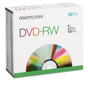 Disc DVD-RW 4.7GBBrandedSlim Jewel Single-Sided 10pk 2x