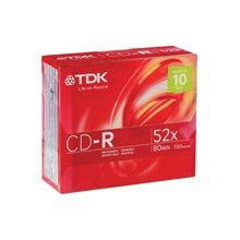 Disc CD-R 80 min 52X Slim Jewel Case 10/pk