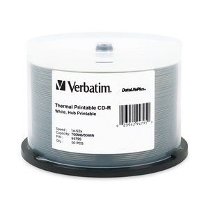 Disc CD-R 80 min 52X 700MBWhite Therm Hub Printable AZO50 pk Spindle