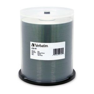 Disc CD-R 80 min Shiny Slvr silk-screen blank 100pk Spindle 52X AZO Ideal for duplicators