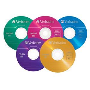 Disc CD-R/W 80 min branded 20pk Slimline 2X-4X Colors TAA