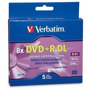 Disc DVD+R Double Layer 8.5GB Branded  8X Jewel Case 5pk