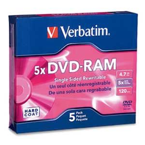 Disc DVD-RAM 4.7GB 5X Branded  5pk Slimcase TAA