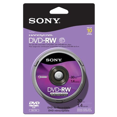 Disc DVD-RW 1.4GB 8CM 10/pk Spindle skin pack