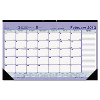 Monthly Desk Pad Calendar, 17-3/4 x 10-7/8, 2014