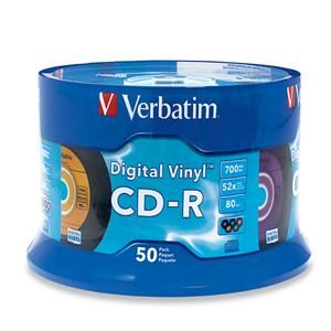 Disc CD-R 80 min branded 52X 700MB 50pk Digital Vinyl retro 45rpm look spindleTAA