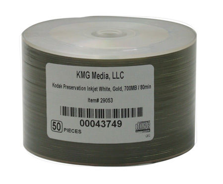 Disc CD-R 80 min Gold 300yr White  IJ Hub Printable 50pk Bulk