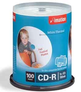 Disc CD-R 80 min WHT thermal hub printable  bulk blank spindle52X 100/PK