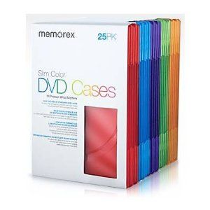 Storage Case Slim DVD 25pk Video Cool Color Cases