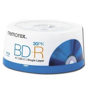 Disc Blu-ray Single Layer 25GB 4X Write Once 30/PK Spindle