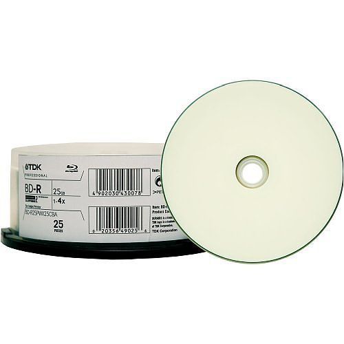 Disc Blu-ray Single Layer 25GB Write Once 4X Thermal Wht Hub Printable