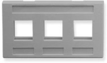 FACEPLATE, FURNITURE, 3-PORT, GRAY