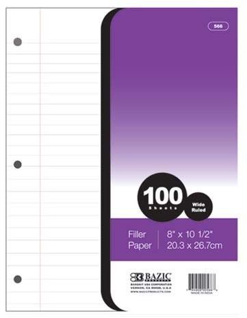 Wide Ruled 100 Count Filler Paper Case Pack 36