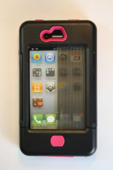 iPhone 4 case black w/ pink accents