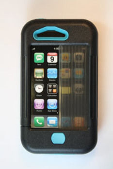 iPhone 3 case black w/ turquoise accents