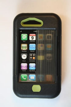 iPhone 3 case - Black w/ Olive Accents