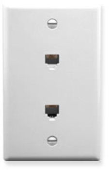 WALL PLATE, 2 VOICE 6P6C, WHITE