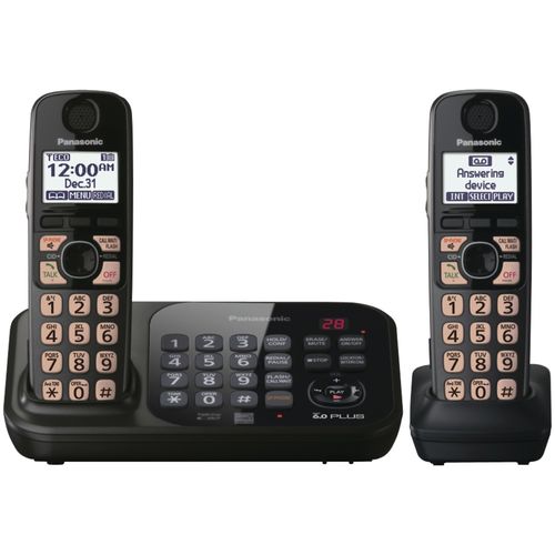 PANASONIC KX-TG4742B DECT 6.0 Plus Cordless Phone System with Talking Caller ID & Digital Answering System (2-handset system)