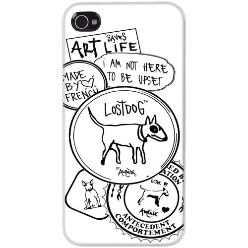 LOST DOG L02-00012-01 iPhone 4(R) Slim Protective Hard Case (White with Fine Art)