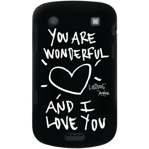 LOSTDOG L11-00003-01 BlackBerry(R) Bold(TM) 9900 Case (Black with ""You are wonderful and I love you"" stamp art)