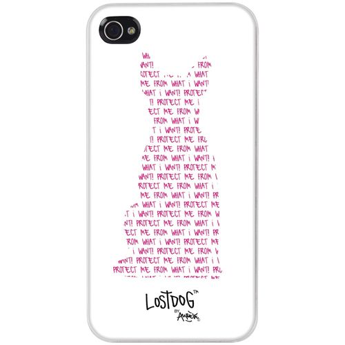 LOST DOG L02-00008-01 iPhone 4(R) Slim Protective Hard Case (White with Pink Art)