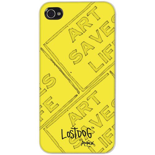 LOST DOG L02-00009-01 iPhone 4(R) Slim Protective Hard Case (Yellow with Ink Stamp Effect)