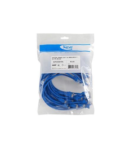 25 PK PATCH CORD,CAT 6,MOLDED,7ft BLUE