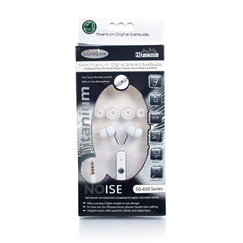 Titanium No Noise Earbuds - White