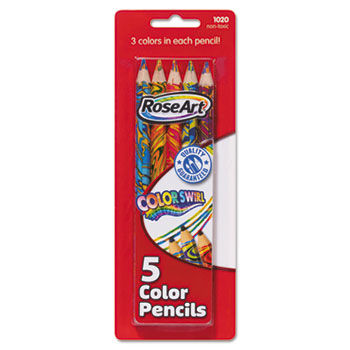 Rainbow Swirl Jumbo Colored Pencils, 5/Set