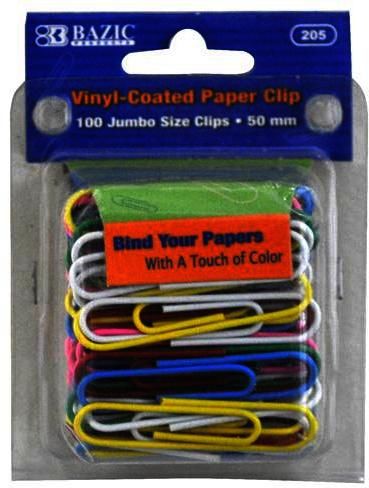 Bazic Jumbo Color Paper Clips (50mm) Case Pack 24