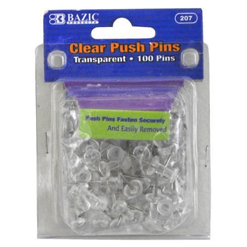 Bazic Clear Transparent Push Pins Case Pack 24