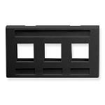 FACEPLATE, FURNITURE, 3-PORT, BLACK