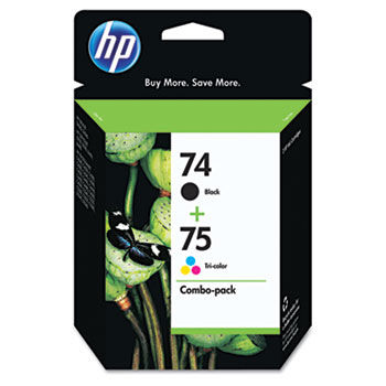 CC659FN (HP 74; HP 75) Ink Cartridge, 200;170 Page-Yield, Black; Tri-Color, 2/Pk