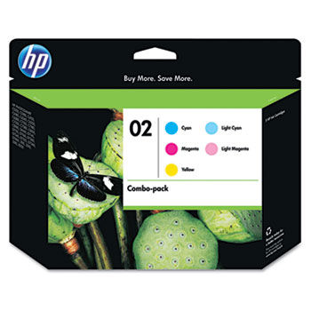 CC604FN (HP 02) Ink Cartridge, 350 Page-Yield, 5/Pack, Assorted