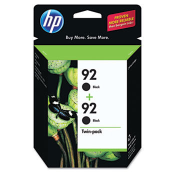 C9512FN (HP 92) Ink Cartridge, 220 Page-Yield, 2/Pack, Black