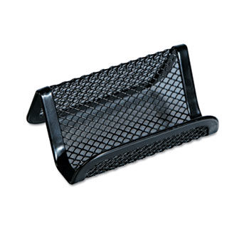 Mesh Metal Business Card Holder, 50 2 1/4 x 4 cards, Black