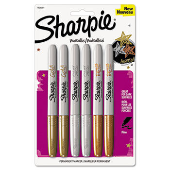 Metallic Permanent Markers, Assorted, 6/Pack