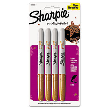 Metallic Permanent Markers, Bronze, 4/Pack