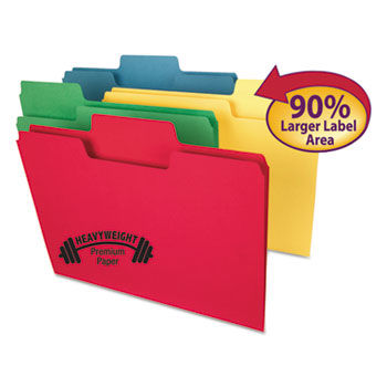 SuperTab Heavyweight Folder, 1/3 Tab, 3/4"" Exp., Letter, Assorted, 50/BX